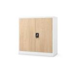 Metāla skapis ar durvīm BEATA, 900 x 930 x 400 mm, eko dizains: balts/ sonomas ozols