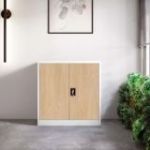 Metāla skapis ar durvīm BEATA, 900 x 930 x 400 mm, eko dizains: balts/ sonomas ozols