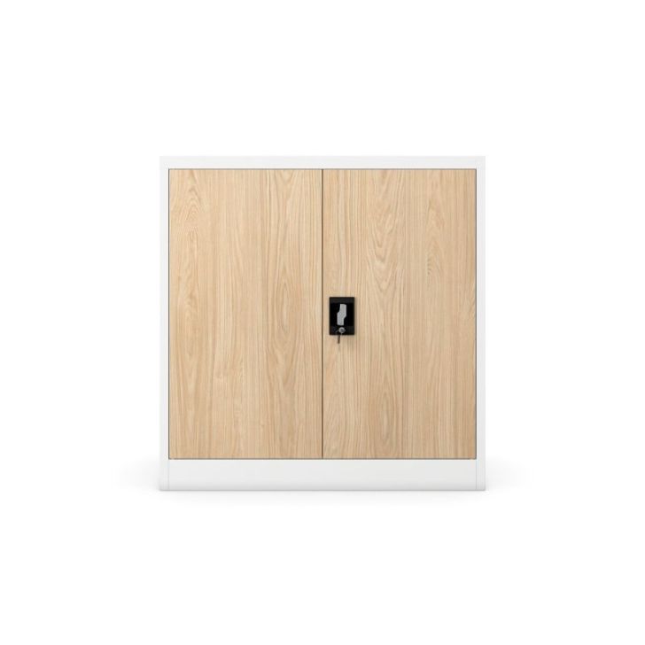 Metāla skapis ar durvīm BEATA, 900 x 930 x 400 mm, eko dizains: balts/ sonomas ozols