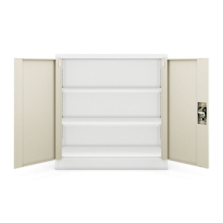 Metāla skapis ar durvīm BEATA, 900 x 930 x 400 mm, eko dizains: balts/ sonomas ozols