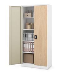 Metāla biroja skapis JAN H, 900 x 1950 x 400 mm, eko dizains: balts/ Sonomas ozols 2