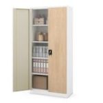 Metāla biroja skapis JAN H, 900 x 1950 x 400 mm, eko dizains: balts/ Sonomas ozols