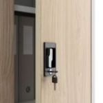 Metāla biroja skapis JAN H, 900 x 1950 x 400 mm, eko dizains: balts/ Sonomas ozols