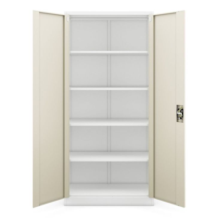 Metāla biroja skapis JAN H, 900 x 1950 x 400 mm, eko dizains: balts/ Sonomas ozols