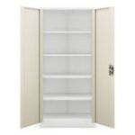 Metāla biroja skapis JAN H, 900 x 1950 x 400 mm, eko dizains: balts/ Sonomas ozols