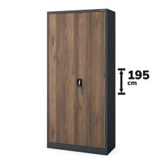 Metāla biroja skapis JAN H, 900 x 1950 x 400 mm, eko dizains: antracīts/ valrieksts