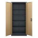 Metāla biroja skapis JAN H, 900 x 1950 x 400 mm, eko dizains: antracīts/ valrieksts