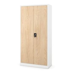 Metāla biroja skapis JAN, 900 x 1850 x 400 mm, eko dizains: balts/ Sonomas ozols