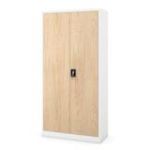 Metāla biroja skapis JAN, 900 x 1850 x 400 mm, eko dizains: balts/ Sonomas ozols