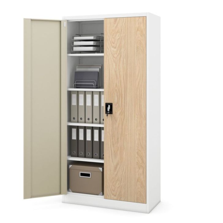 Metāla biroja skapis JAN, 900 x 1850 x 400 mm, eko dizains: balts/ Sonomas ozols