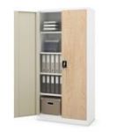 Metāla biroja skapis JAN, 900 x 1850 x 400 mm, eko dizains: balts/ Sonomas ozols