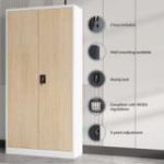 Metāla biroja skapis JAN, 900 x 1850 x 400 mm, eko dizains: balts/ Sonomas ozols