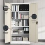 Metāla biroja skapis JAN, 900 x 1850 x 400 mm, eko dizains: balts/ Sonomas ozols