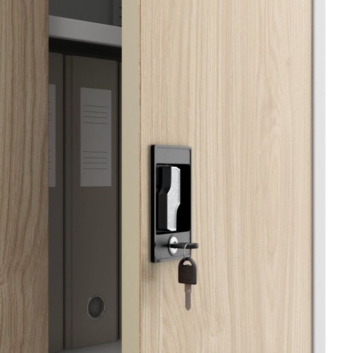 Metāla biroja skapis JAN, 900 x 1850 x 400 mm, eko dizains: balts/ Sonomas ozols