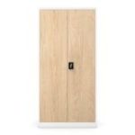 Metāla biroja skapis JAN, 900 x 1850 x 400 mm, eko dizains: balts/ Sonomas ozols