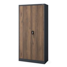 Metāla biroja skapis JAN, 900 x 1850 x 400 mm, eko dizains: antracīts/ valrieksts