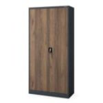 Metāla biroja skapis JAN, 900 x 1850 x 400 mm, eko dizains: antracīts/ valrieksts