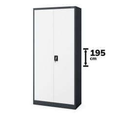 Metāla biroja failu skapis JAN H, 900 x 1950 x 400 mm, antracīta baltais