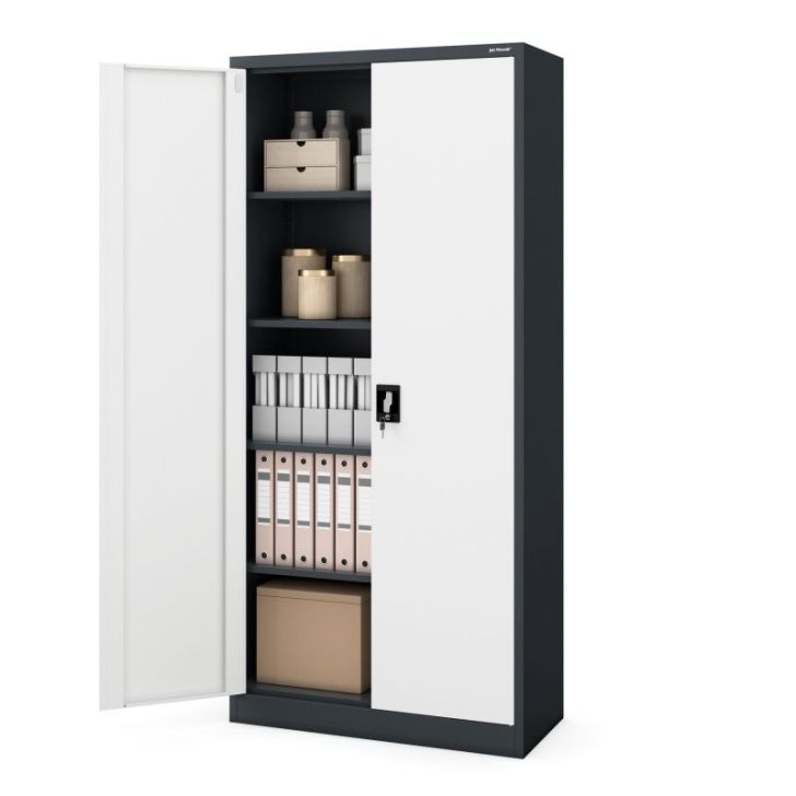 Metāla biroja failu skapis JAN H, 900 x 1950 x 400 mm, antracīta baltais