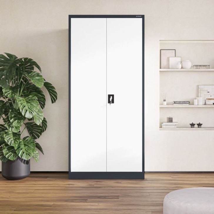 Metāla biroja failu skapis JAN H, 900 x 1950 x 400 mm, antracīta baltais