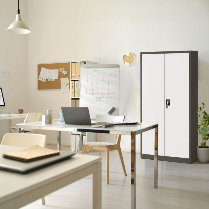 Metāla biroja failu skapis JAN H, 900 x 1950 x 400 mm, antracīta baltais