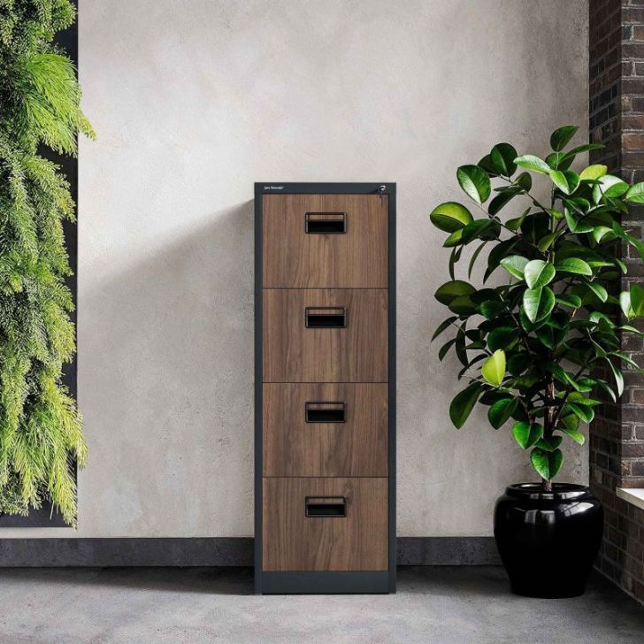 Metāla failu skapis SARA V4, 460 x 1320 x 620 mm, eko dizains: antracīts/ valrieksts