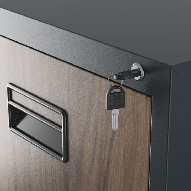 Metāla failu skapis SARA V4, 460 x 1320 x 620 mm, eko dizains: antracīts/ valrieksts