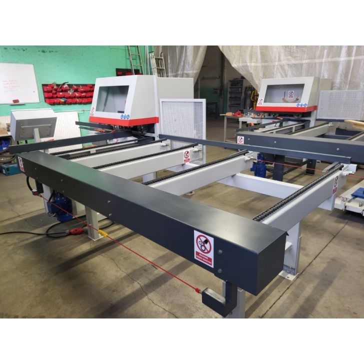 Padevējs OPTIMAT četrpusējās ēvelēšanas, apmales ēvelēšanas un apmales slīpmašīnām ar divām sliedēm - 3300 mm