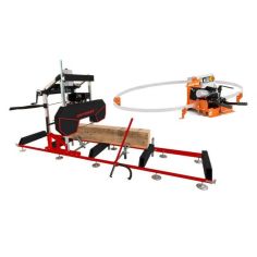 OPTIMAT Timberland TMC 660S elektriskais lentzāģis ar lentes aizsargu + Wood-Mizer BMST50 asinātājs un sadalītājs