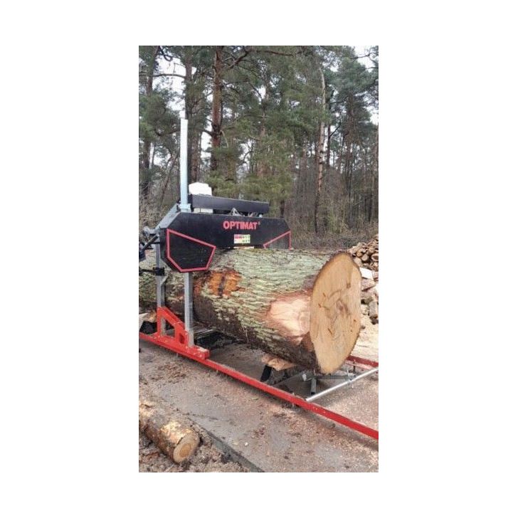 OPTIMAT Timberland TMC 660S elektriskais lentzāģis ar lentes aizsargu + Wood-Mizer BMST50 asinātājs un sadalītājs