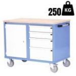 Darbnīcas skapis uz riteņiem ar plauktu un 4 atvilktnēm