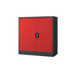 Metāla skapis ar durvīm BEATA, 900 x 930 x 400 mm, antracīta sarkana