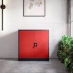 Metāla skapis ar durvīm BEATA, 900 x 930 x 400 mm, antracīta sarkana