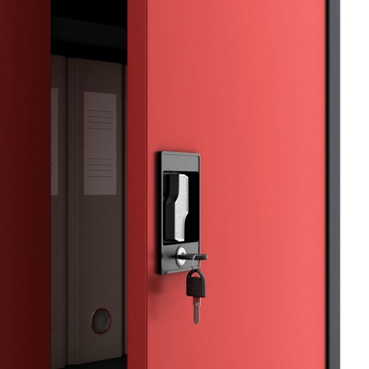 Metāla skapis ar durvīm BEATA, 900 x 930 x 400 mm, antracīta sarkana