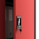 Metāla skapis ar durvīm BEATA, 900 x 930 x 400 mm, antracīta sarkana