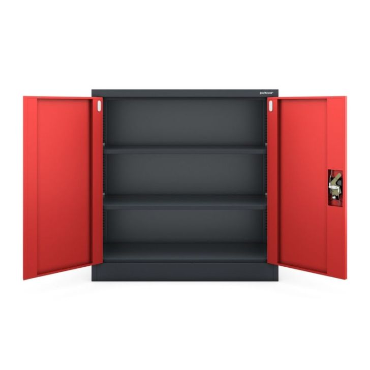 Metāla skapis ar durvīm BEATA, 900 x 930 x 400 mm, antracīta sarkana
