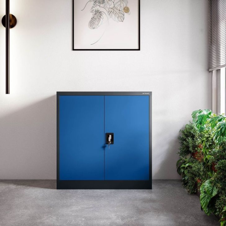 Metāla skapis ar durvīm BEATA, 900 x 930 x 400 mm, antracīta zils