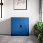 Metāla skapis ar durvīm BEATA, 900 x 930 x 400 mm, antracīta zils