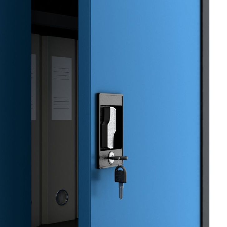 Metāla skapis ar durvīm BEATA, 900 x 930 x 400 mm, antracīta zils