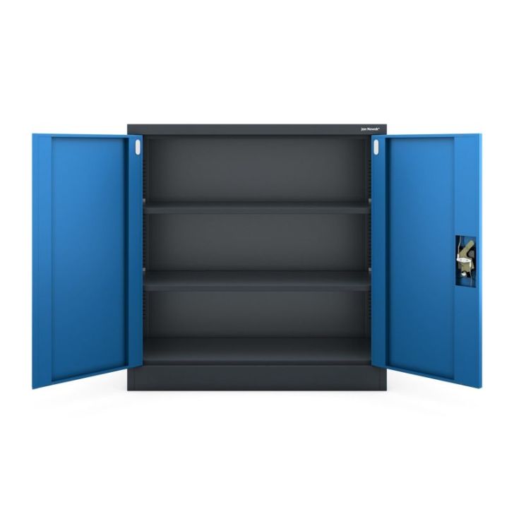 Metāla skapis ar durvīm BEATA, 900 x 930 x 400 mm, antracīta zils