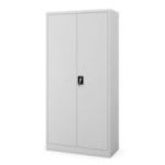 Metāla drēbju skapis ar plauktiem DAWID, 900 x 1850 x 450 mm, pelēks