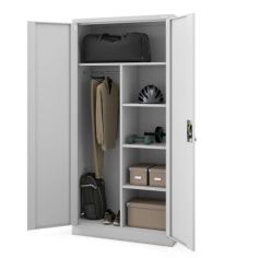 Metāla drēbju skapis ar plauktiem DAWID, 900 x 1850 x 450 mm, pelēks 2