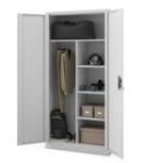 Metāla drēbju skapis ar plauktiem DAWID, 900 x 1850 x 450 mm, pelēks