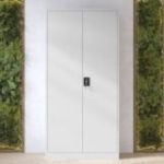 Metāla drēbju skapis ar plauktiem DAWID, 900 x 1850 x 450 mm, pelēks