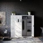 Metāla drēbju skapis ar plauktiem DAWID, 900 x 1850 x 450 mm, pelēks