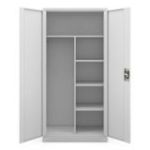 Metāla drēbju skapis ar plauktiem DAWID, 900 x 1850 x 450 mm, pelēks