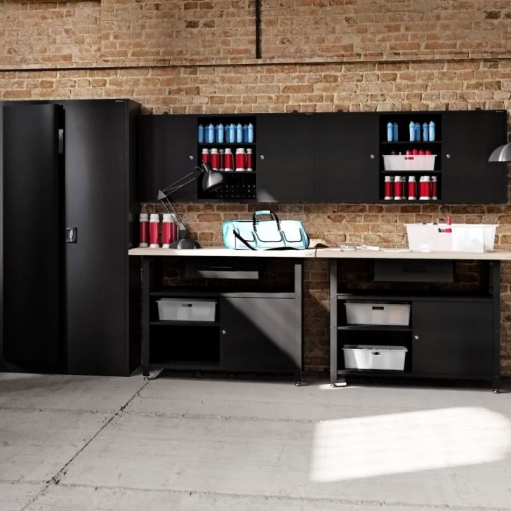 Melns metāla piekaramais skapis garāžai un darbnīcai BEN 1200 x 600 x 200 mm