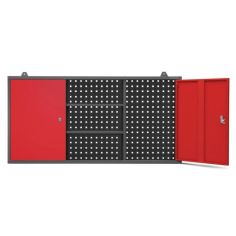 Antracīta sarkana piekaramā skapis garāžai un darbnīcai, metāla BEN 1200 x 600 x 200 mm 2