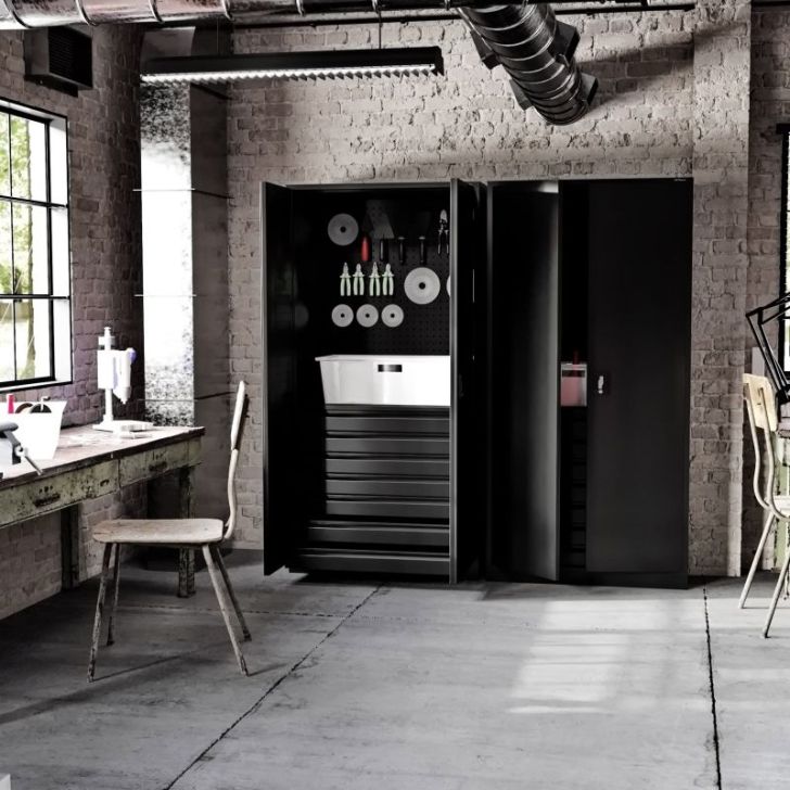 DAREK darbnīcas skapis, 920 x 1850 x 500 mm, All Black