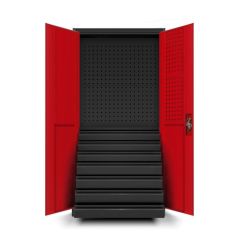 DAREK metāla darbarīku skapis, 920 x 1850 x 500 mm, antracīta un sarkana krāsa 2